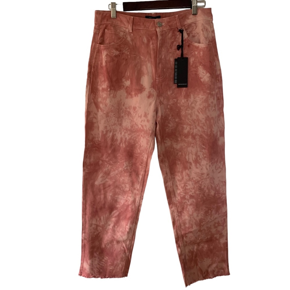 Forever 21 Acid Wash Jeans Women’s Size Large Pink High Rise Straight Leg Denim